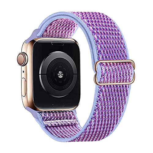 HdanMole Compatible with Apple Watch Bands 38MM 40MM Stretchy Solo Loop Strap,Adjustable Stretch Braided Elastics Nylon Wristband Compatible for iWatch Series 6 5 4 3 2 1 SE [Lilac]