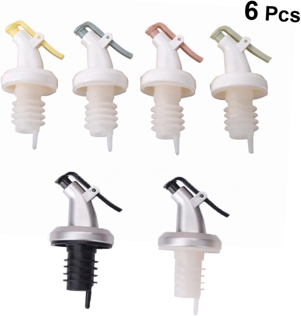 KICHOUSE 6pcs Silicone Wine Sauce Oil Bottle Stopper Single-hand Operation Leakproof for Bars Hotels