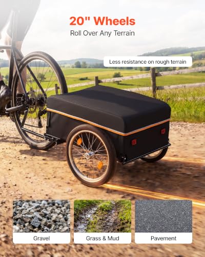 Image of VEVOR Bike Cargo Trailer, 88 /100 /130 /160 lbs Load Capacity, Heavy-Duty Bicycle Wagon Cart, Foldable Compact Storage with Universal Hitch