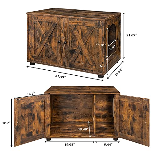 Bennio Brenny Litter Box Enclosure, Cat Litter Box Furniture Hidden, Wooden Cat Washroom, Cat Box Furniture with Divider… - Image 7