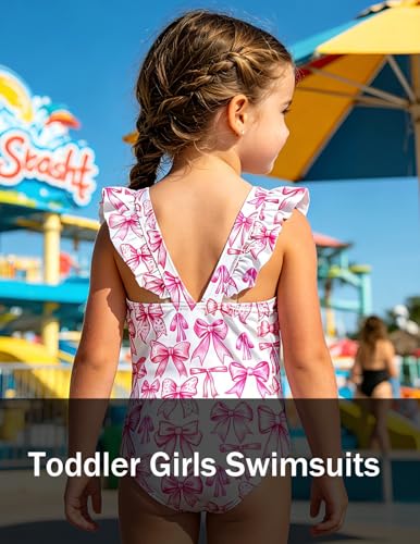 Image of RAISEVERN Baby Girls Swimsuit Ruffles Bathing Suits Cute Beach Sport Swimming Backless Summer One Piece Swimwear 2-7 Years