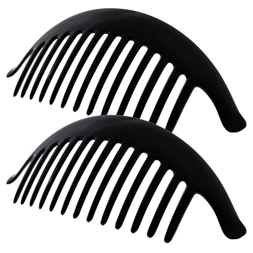 Image of Camila Paris CP2872 /2 French Hair Side Combs, Black Interlocking Combs French Twist Hair Combs, Strong Hold Hair Clips for Women Bun Chignon Up-Do, Styling Girls Hair Accessories, Made in France