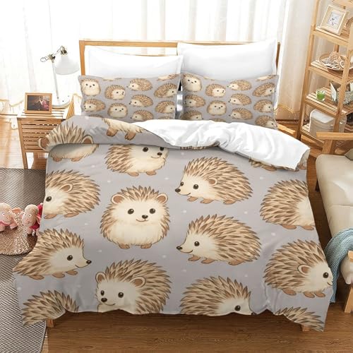 Parure de lit herissons mignons single 135x200 microfbre