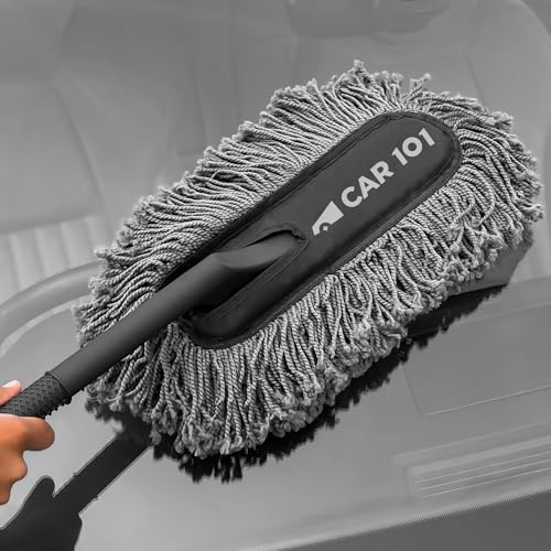 Image of CAR101 Daily Use Twisted Loop Microfibre Car Duster | Pack of 2 | Microfibre Bristles| Scratch-Free Cleaning|Ergonomic Grip Handle|Reusable Car Cleaning Brush|Easy Dust Removal for Car & Bike - Grey