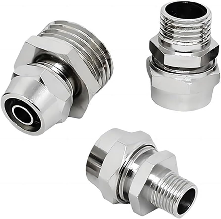 ROUPWKWO 10個 ニッケルメッキ銅 1/8インチ 1/4インチ 3/8インチ 1/2インチ スレッド (PT) 気管クイック