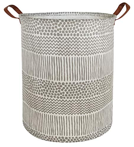 Image of HIYAGON Laundry Basket,Large Sized Storage Bin,Canvas Fabric Nursery Hamper,Collapsible Organizer for Toy Bins,Gift Baskets, Kids Boys and Girls,Office,Bedroom,Clothes,Baby Nursery（Grey spots）