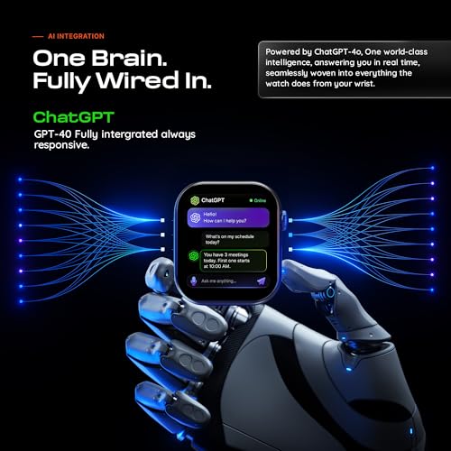 Image of CrossBeats Nexus Pro Smart Watch for Man with Whatsapp & AI ChatGPT | 2.08 inch AMOLED 120Hz | 7-Day Battery | BP SpO2 Heart Sleep | NFC Compass Voice Recorder | Video Watch Face | iOS Android (Black)