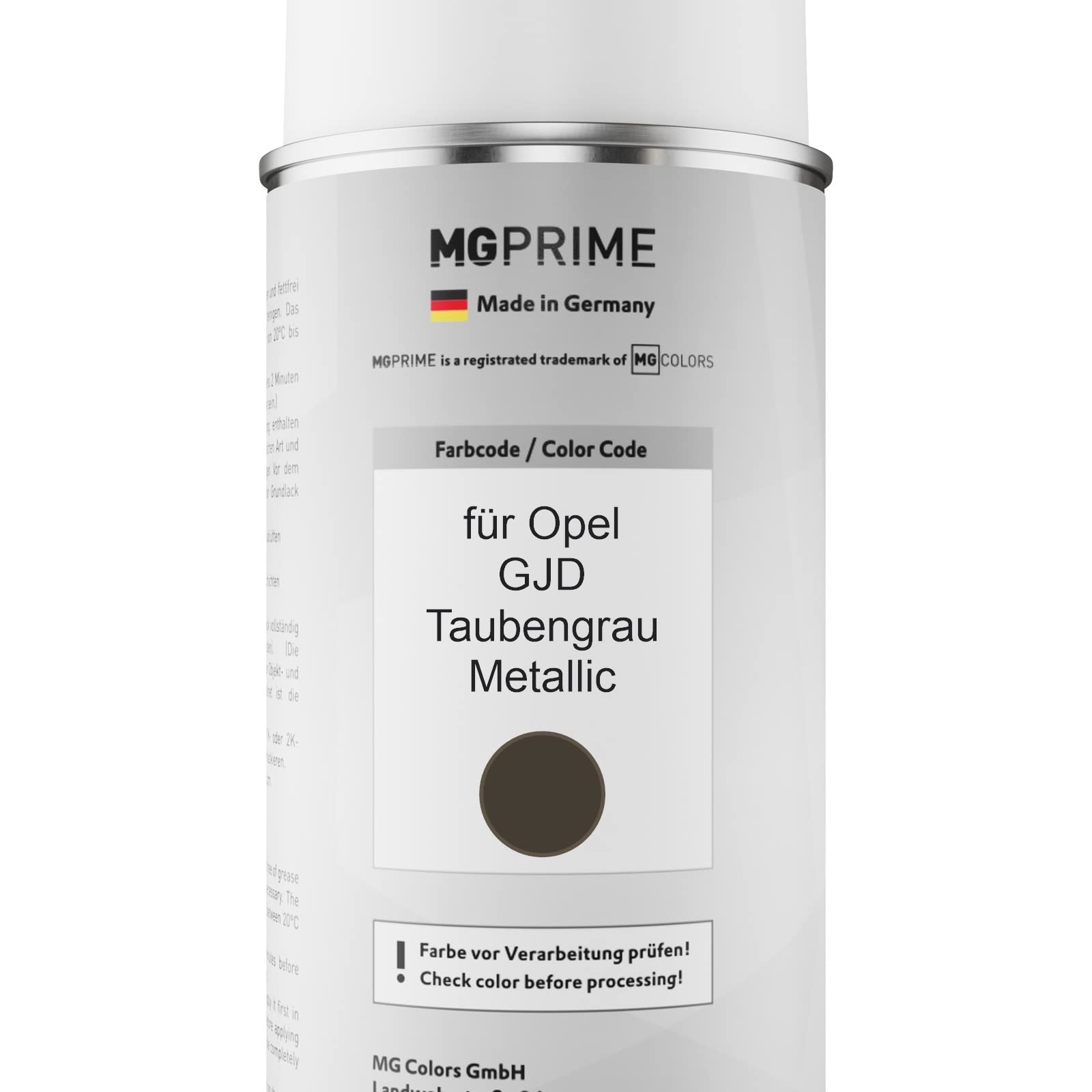 MG PRIME Autolack Spraydose für Opel GJD Taubengrau Metallic + 2K-Klarlack