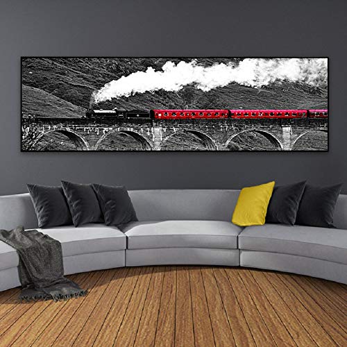 Nordic Lange Scène Canvas Prints Posters Zwart Wit Landschap Muur Canvas Schilderijen voor Woonkamer Home Decor 65x190cm… - Image 3