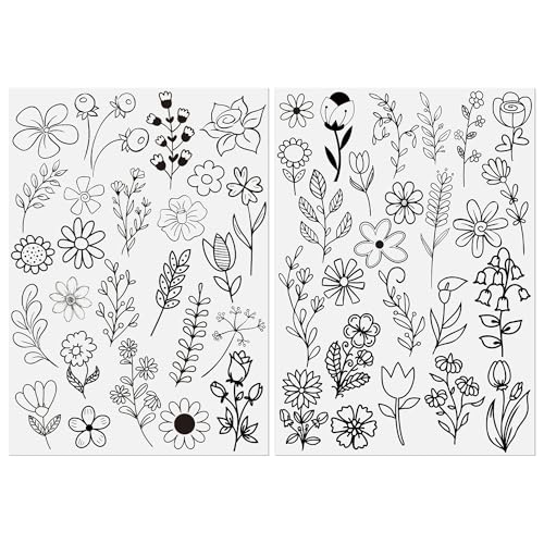 50pcs Hand Sewing Stabilizers, Stick and Stitch Embroidery Paper Water Soluble Stabilizer Embroidery Pattern Transfers for Hand Sewing Beginners (Flowers)