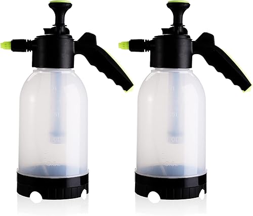 Suwimut Paquete de 2 pulverizadores de mano de 0.5 galones para jardín, pulverizadores de agua a presión, pulverizador manual multiusos para césped,