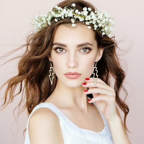 Lusofie Lightning Bolt Earrings 80s Punk Lightning Earrings Flash Thunder Hook Earrings Dangle Earrings for 80's Party 7