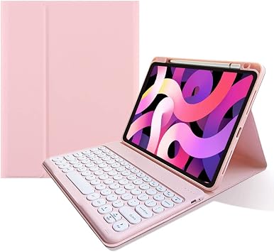 kaitesi Keyboard Case for iPad mini 7 A17 Pro/ iPad mini 6 Detachable Color Keyboard with Pencil Charging Holder - Folio Smart Cover Round Key Light Pink