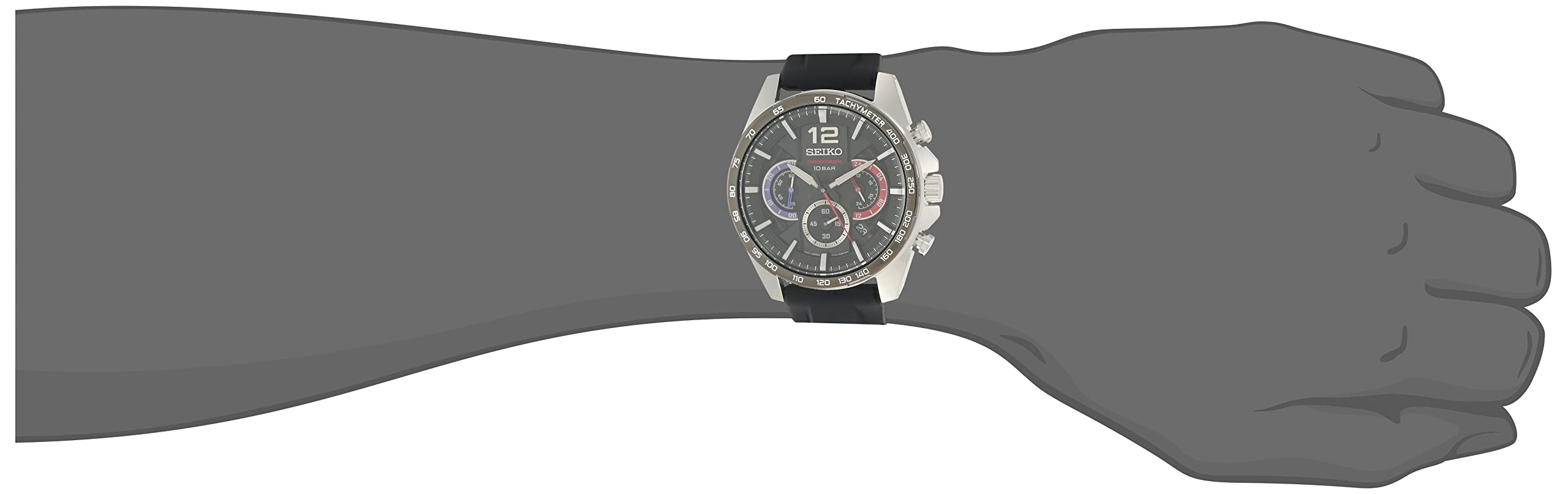 Seiko Zegarek męski kwarcowy stal szlachetna z silikonowym paskiem SSB347P1, srebro, Einheitsgröße, bransoletka