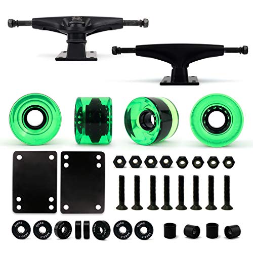 Image of VJ Skateboard Truck and Wheel, 5.0 Skateboard Trucks w /Skateboard Crusier Wheel 60mm, Skateboard Bearings, Skateboard Screws, Skateboard Riser Pads