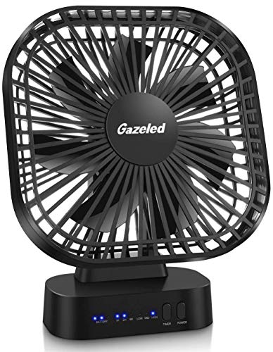 Rechargeable Portable Fan, Desk Fan Battery Operated, Battery Powered Desk Fan, Travel Fans, Car Fan, Quiet Camping Fan with Timer, Refrigerator Fan, USB Battery Table Fan for Office, 5200mah(8-40h)