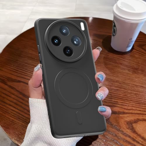 Image of Pikkme Back Cover for Vivo X200T 5G Soft Matte Silicone Mag-Safe Design (Mag-Safe Not Support) Camera Protection | Slim Fit Bumper Cover (Black)