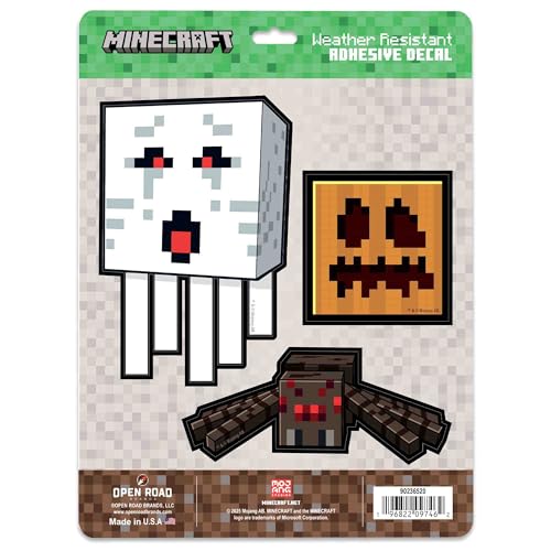 Image of Minecraft Halloween Adhesive Vinyl Decals - Fun Set of Minecraft Stickers for Car, Laptop, or Water Bottle, 1 Pack (3 Count)