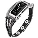 Marval.P Compatible for Fitbit Inspire Bands, Handmade Leather Inspire HR Band, Replacement Unique Bracelet, Wristbands Adjustable Size Fashion Wrist Band Straps Women Men Lover (Black +)