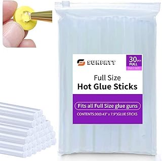 SUNFATT Full Size Hot Glue Sticks,(30 Pcs) 8" x 0.43" Glue Sticks Perfect for Hot Glue Gun,Easily Create and Bond Crafts on Wood,Plastic,Glass,Flowers,Fabrics,Foam,Jewellery.