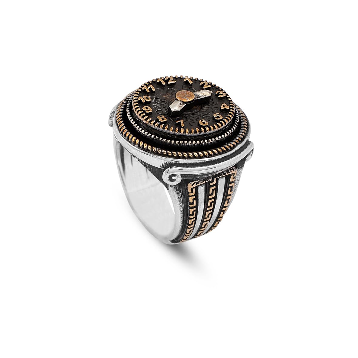 Anello dell'Orologio da Uomo in Argento Sterling 925 – Anello con Sigillo Vintage Inciso, Finitura Lucida, Fatto a Mano con Panno per la Pulizia dell'Argento (33)