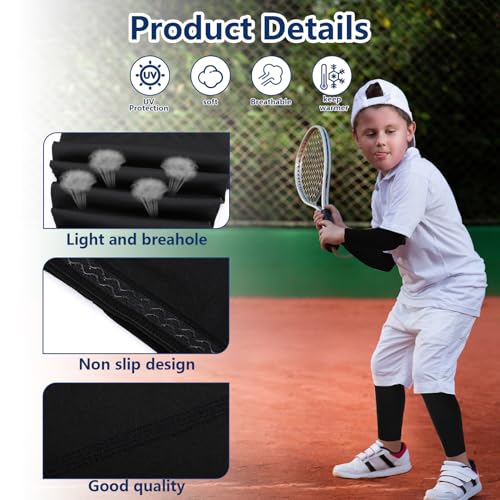Image of 4 Pairs Kids Leg Sleeves Compression and Arm Sleeves,Youth Leg Sleeves Arm Wraps with Anti-slip Silicone Strips