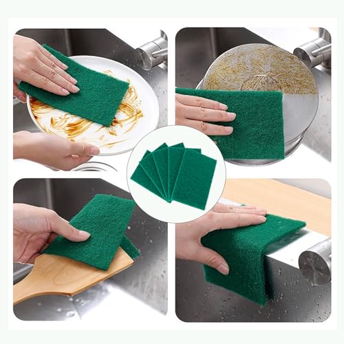 Image of 12 Pcs /Pack Green Heavy Duty Scouring Pads Reusable Household ScrubPads for Kitchen and Dish Cleaning Tool