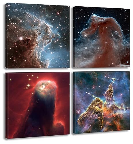 Image of Galaxy Canvas Wall Art for Boys Bedroom - Solar System and Constellation Posters Prints, Modern Astronomy Space Decor Nebula Starry Artwork, Ready to Hang Kids Room, Living Room Home Decoration