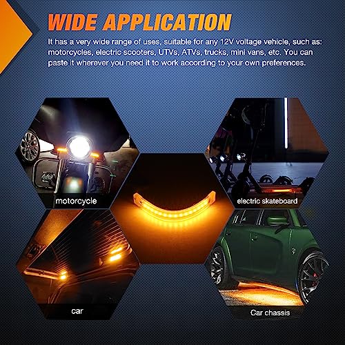 Image of Nilight 2PCS 5 Inch LED Motorcycle Turn Signal Tail Light Strips Yellow Amber Beam Flexible Bend Adhesive Universal Fit Harley Motorcycles Dirt Bikes Snowmobile ATV