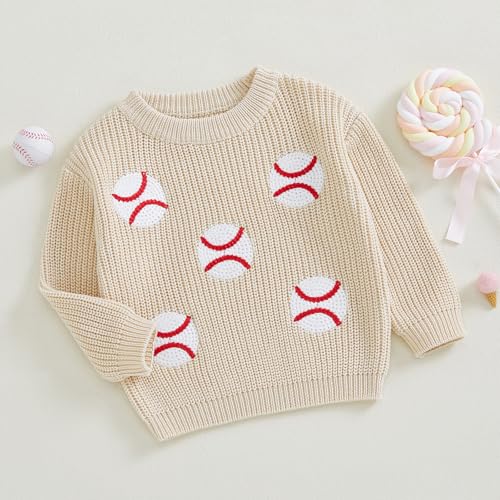 Kids Boys Girls Pullover Sweater Long Sleeve Crew Neck Baseball Embroidery Knit Top Fall Winter Clothes3