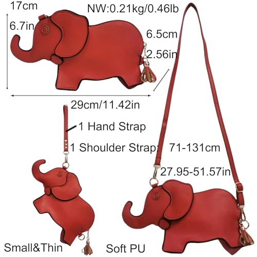 Women PU Leather Fun Weird Crossbody Shoulder Bag Wristlet Unique Novelty Elephant Purse3