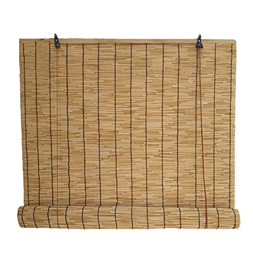 Rétro Rideaux en Roseau Naturel,Tissés À La Main Store Venitien en Bambou,Occultant,Ventilation,Store Enrouleur Convient pour Cour/Jardin/Intérieur/Extérieur,Personnalisable (W50xH60cm/20x24in) Cover