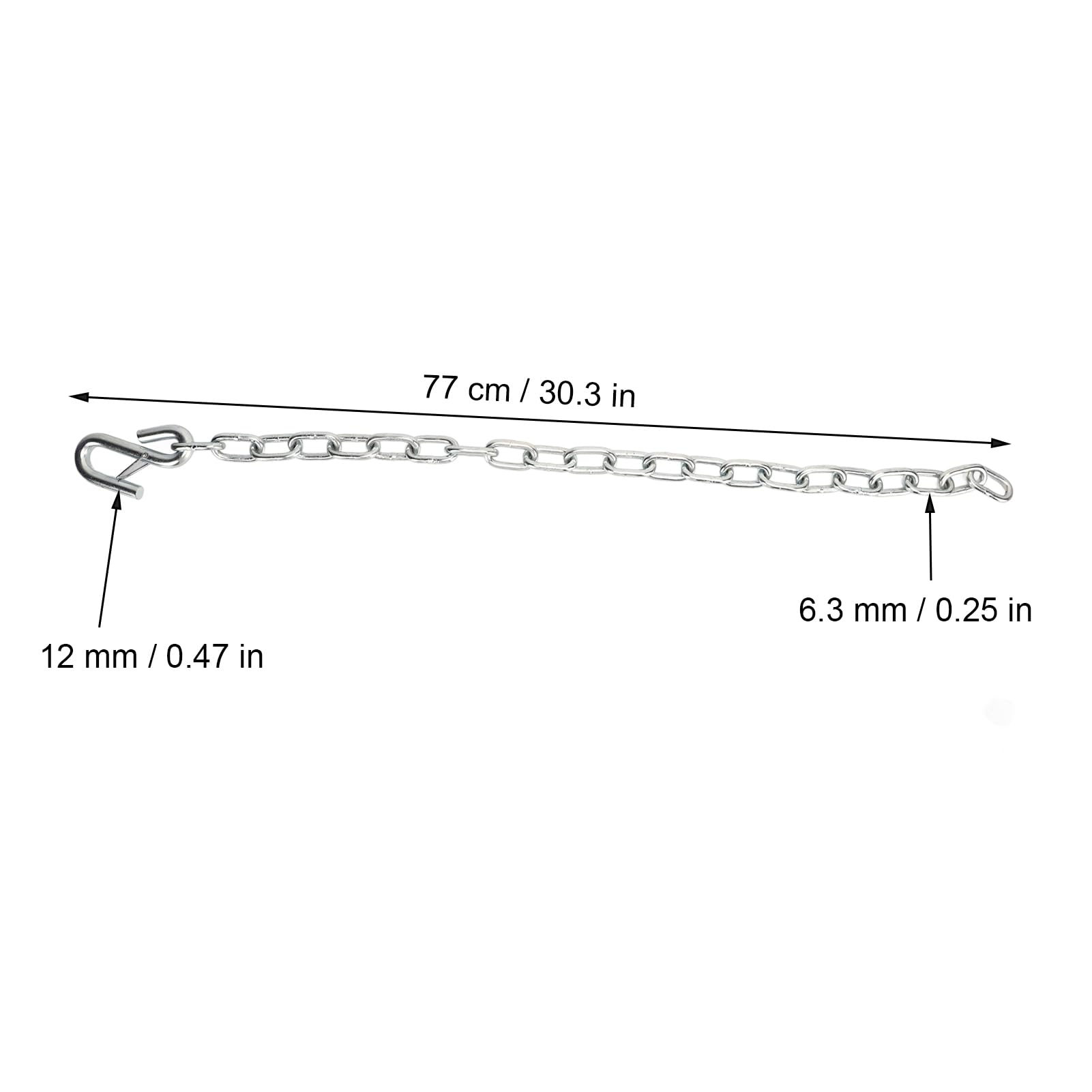 Chaîne de Sécurité pour Remorque, Chaînes de Sécurité Robustes de 3500 LB avec Double Pince à Ressort Crochets en S Câbles Métalliques de Remorquage pour Remorque RV