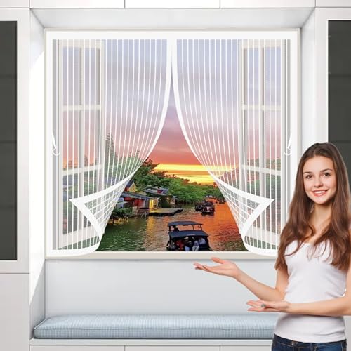 Moustiquaire de porte magnétique blanche 130x130 cm pour balcon - 2