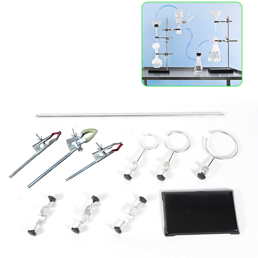 Lab - Soporte de pinza para laboratorio, soporte para botellas, soporte para laboratorio, placa, pinza, manguito, material de trípode, soporte de refrigeración, juego de hierro, 60 cm
