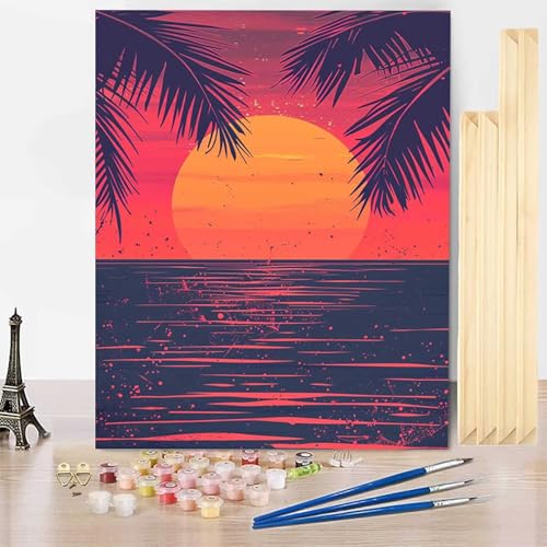 Paint by Numbers for Adults with Frame ���i �������G 30x40 cm, ��l ��h�� DIY�G�f�W�^�����G ���v �i���o�[�y�C���g ���S�҂Ƒ�l - �K�p�Ώ� �C���e���A �Ǐ��� �z�[���f�R���[�V���� -j2503