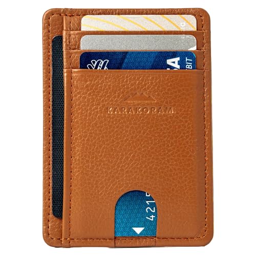 KARAKORAM Vertical Handcrafted Premium Leather Front Pocket Credit Card Holder with RIFD Protection | Artisan Made Slim Leather Wallet | Finger Glide Slots for Cards and ID (Rocky Terrain Brown)2