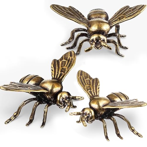 Figuras decorativas de abejas doradas de latón x3 miniatura 1