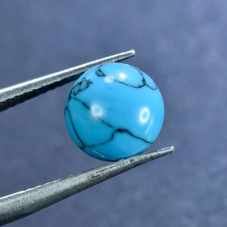 Turquoise naturelle 8mm cabochon calibré pour monter une bague sans défaut - 3
