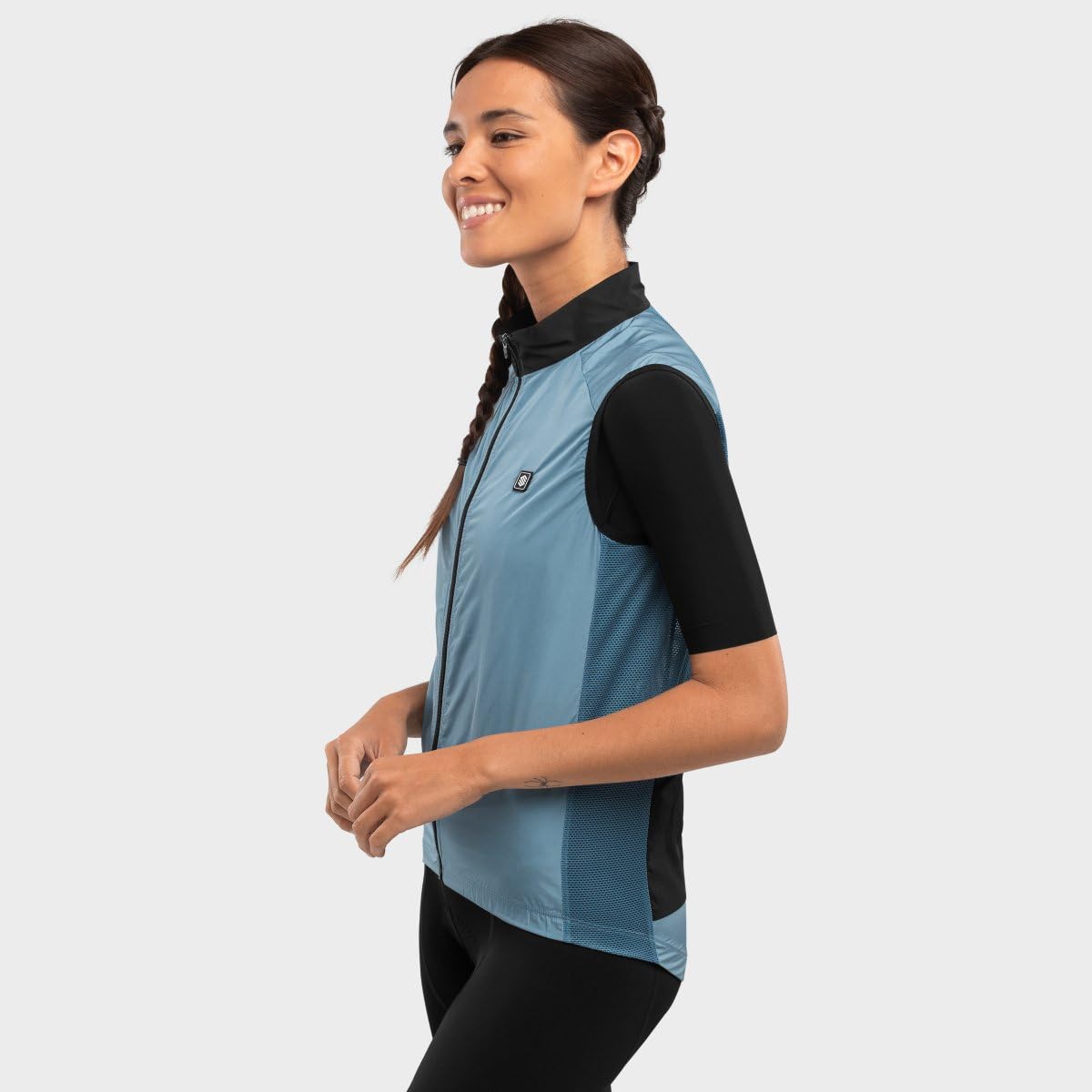 SIROKO - Chaleco Cortavientos de Ciclismo para Mujer V1-W Manghen - XL - Azul acero