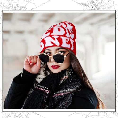 Image of Ramede 4 Pcs Y2k Beanie - Double Sided Graphic Beanies for Men and Women, Acrylic Knitted Y2k Hats Accessories