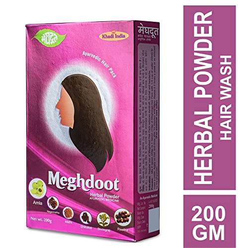 Image of Meghdoot Ayurvedic Powder for Dandruff Control & Oily Scalp, Enriched with Amla, Reetha, Shikakai, Methi, Nagarmotha, Bhringraj, 100% Natural Herbs, Sulphate and Paraben Free, 200g Each (Pack of 2)