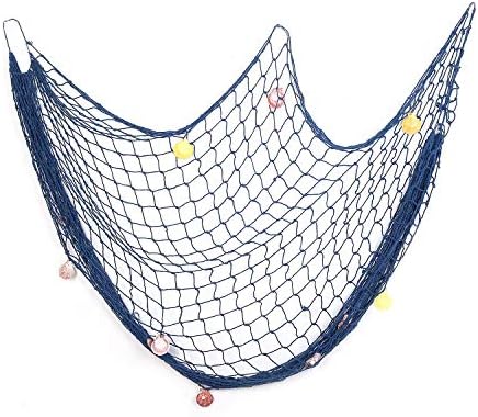 AOFOX Decorative Fishing Net Decor,Mediterranean Ocean Pirate Beach Theme Party Decorations (Blue, 1M x 2M)