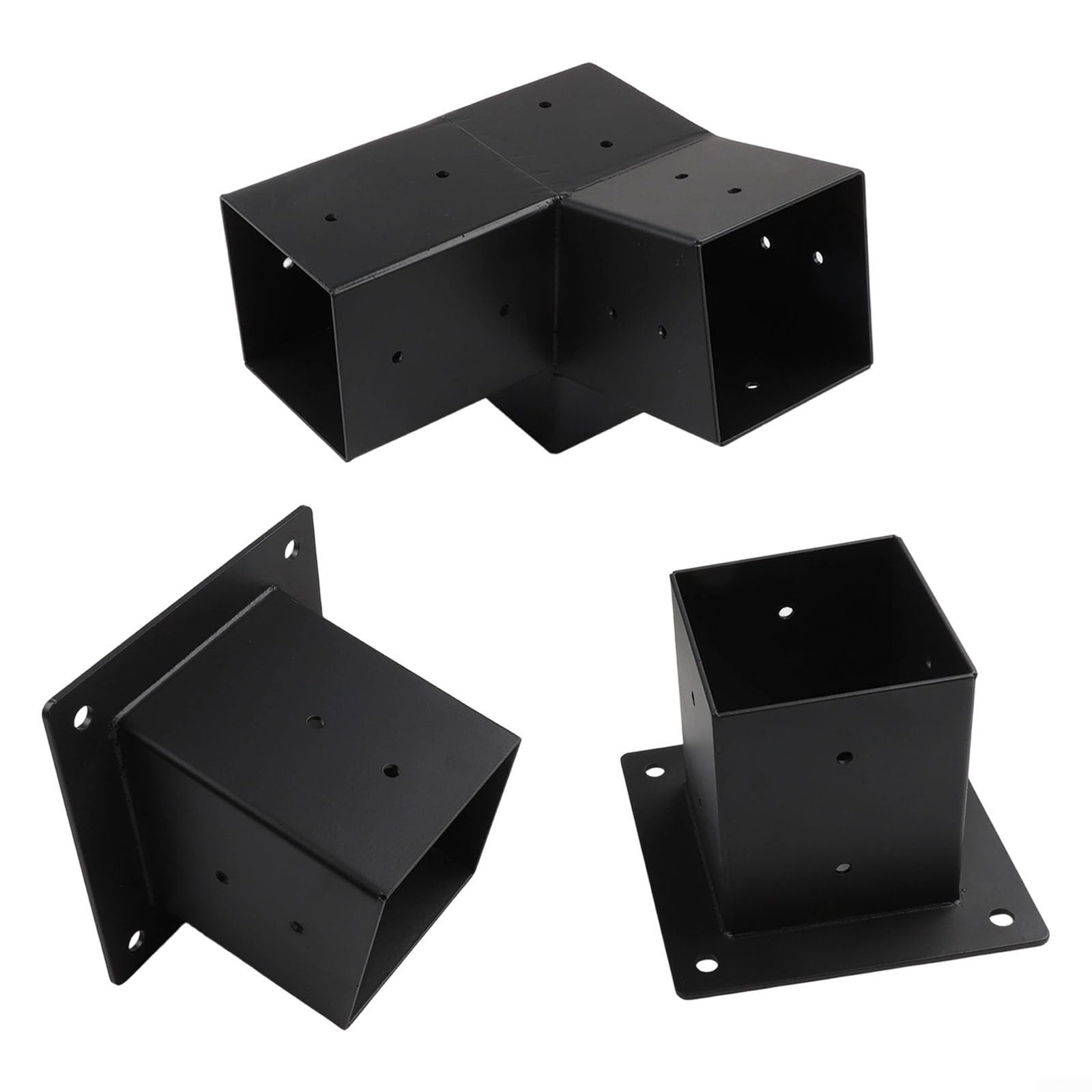 Kit de montaje en pared para techo inclinado, soportes de pérgola, para postes de 4 x 4 pulgadas, soporte de acero unidireccional y de 3 vías con herrajes para porche, cenador y estructura de jardín