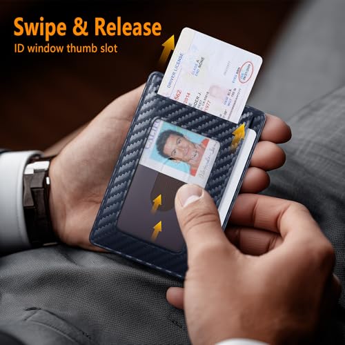 Image of Travelambo Slim Minimalist Wallet for Men, RFID Blocking Credit Card Holder, Front Pocket ID Card Case, Gifts for Men, Husband, Boyfriend, Teenage
