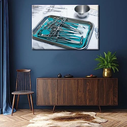 Image of Medical Instrument Canvas Wall Art 1 Pieces Clinical Laboratory Wall Art Medical Art Prints Wall Decor Living Room Giclee Wooden Framed Gallery-Wrapped Ready to Hang, 24 inch Wx36 H