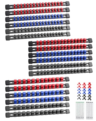 ALOANES 18PC Socket Organizer, Socket Rails Fit 1/2", 1/4" and 3/8" Drive