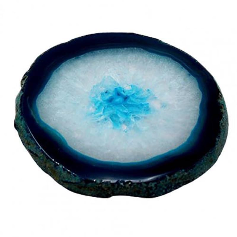 Dessous de verre en agate véritable avec bordure dorée pour table chic - 4