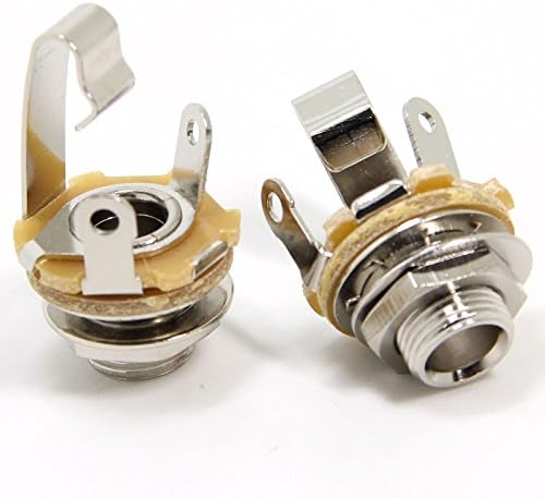 Ancable 4-Pack 1/4" Female Guitar Input Jack-6.35mm TS Mono Panel Mount Socket with Washer and Nut Solder Type