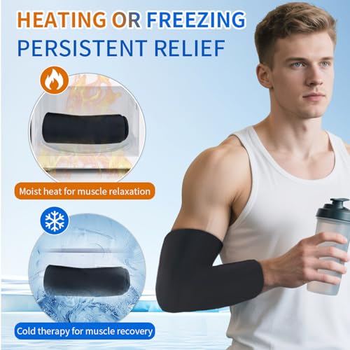 Jiawu Manchon de Glace en Gel pour Coude, Flexible, Utilisation Chaude et Froide, Matériau Solide pour Coude, Bras, Genou, Noir (M) – vue 3